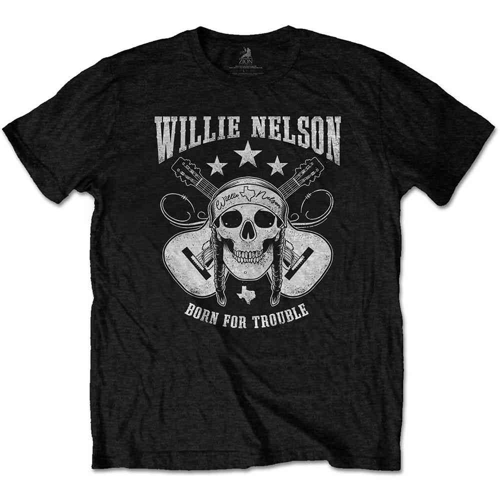 Willie Nelson - Skull Heren Tshirt - Zwart